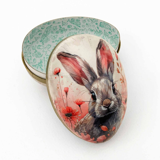 4-1/2" Grey Bunny Papier Mache Easter Egg Container ~ Germany